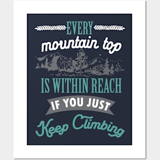 Mountain top - hiker hiking hike outdoor motivation Posters and Art